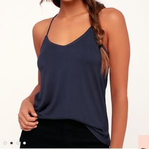 RVCA teller navy lace up tank M